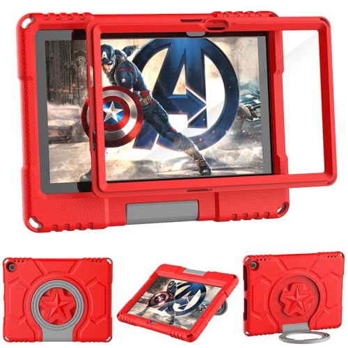 Patamiyar Kinder Tablet Hülle für 10,1 Zoll Tablet mit Displayschutz, Nicht für Nokia TCL 10,1 Zoll Tablets (nur 13./11. Generation, 2023/2021), Leichte Stoßfeste Hülle mit Griffständer -Rot von Patamiyar