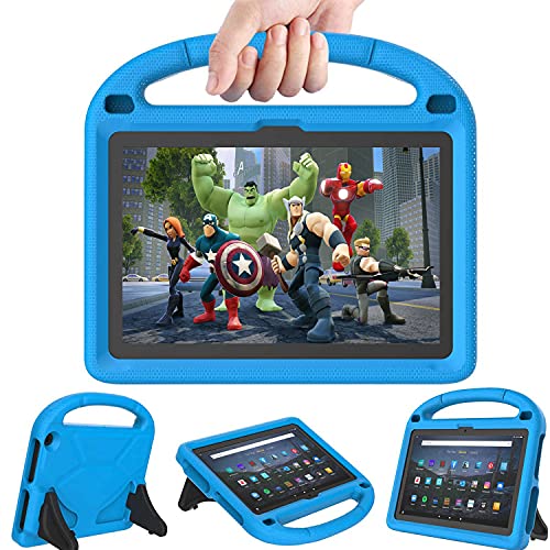 Tablet Hülle für 10,1 Zoll Kinder Tablets (nur 13./11. Generation 2023/2021 erschienen), Nicht passend für Samsung Sony 10,1 Zoll Tablets, Patamiyar Stoßfeste Kinderhülle mit Griffständer - Blau von Patamiyar