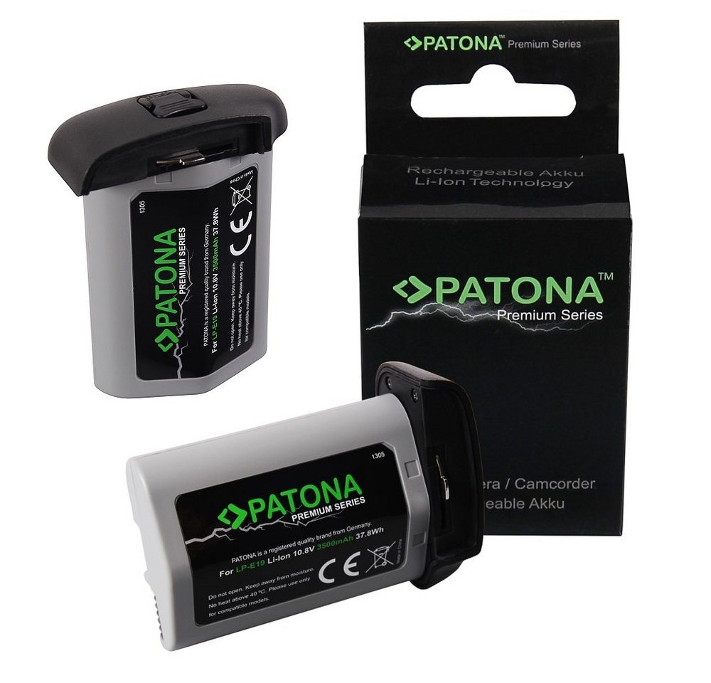 Patona 2x Akku für Canon LP-E19 Kamera-Akku Ersatzakku 3500 mAh (10,8 V, 2 St), Premium Akku von Patona