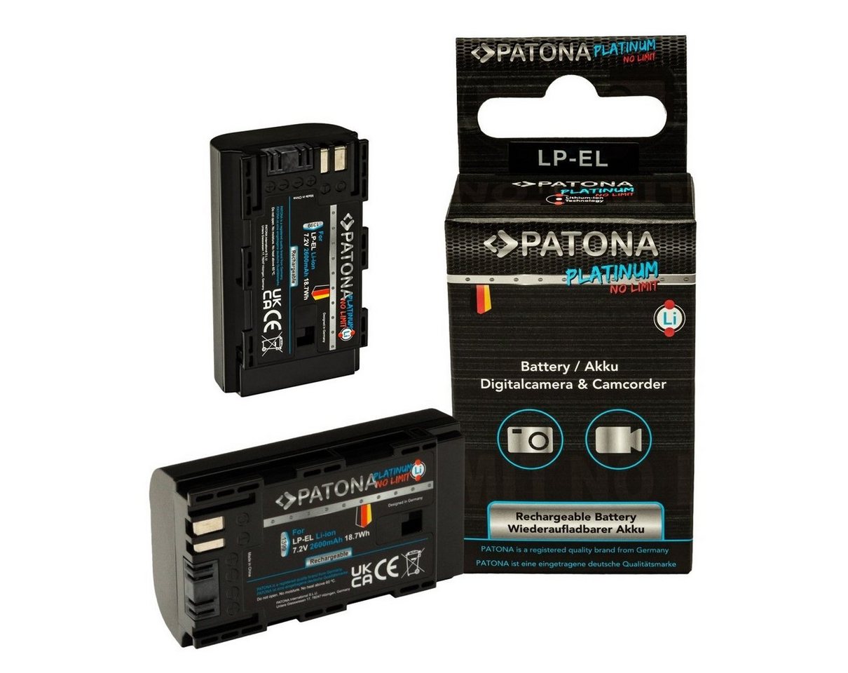 Patona 2x Akku für Canon LP-EL Kamera-Akku Ersatzakku Akku 2600 mAh (7,2 V, 2 St), Speedlite EL-1 DS401231 von Patona