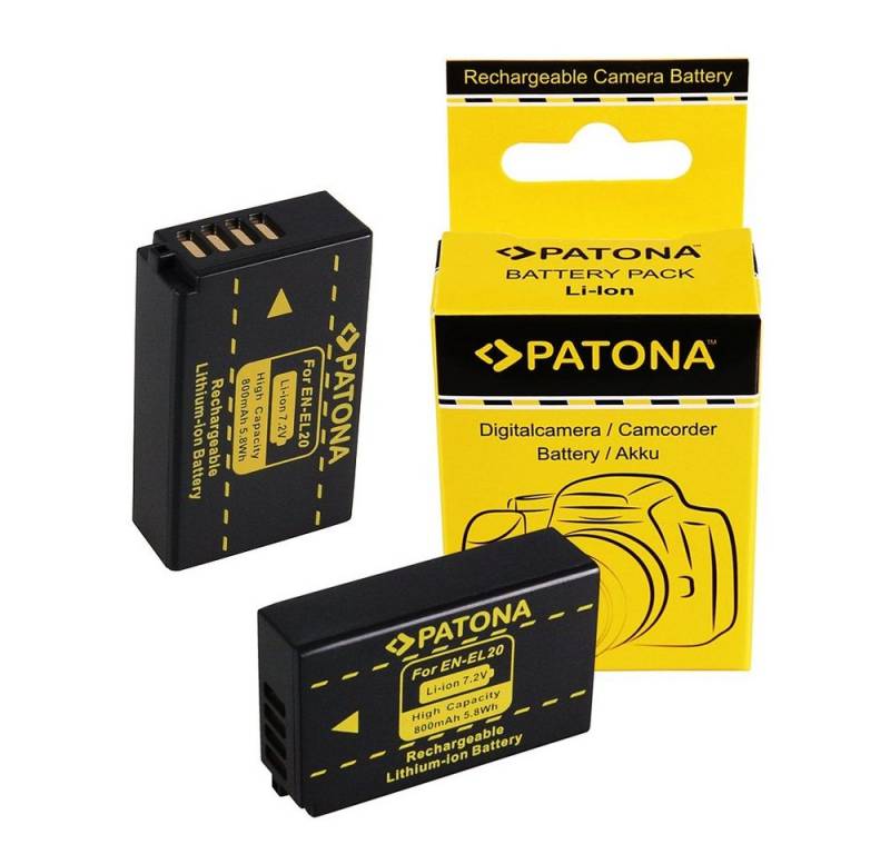Patona 2x Akku für Nikon EN-EL20 Kamera-Akku Ersatzakku Kameraakku 800 mAh (7,2 V, 2 St), EN-EL20a 1 J-1 1J1 J1 1V3 1 V-3 V3 ENEL20 ENEL20 von Patona
