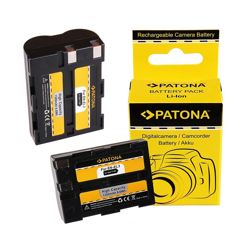 Patona 2x Akku für Nikon EN-EL3 Kamera-Akku Ersatzakku Kameraakku 1300 mAh (7,4 V, 2 St), nur passend zu D50, D70, D100 (nicht baugleich mit EN-EL3E) von Patona