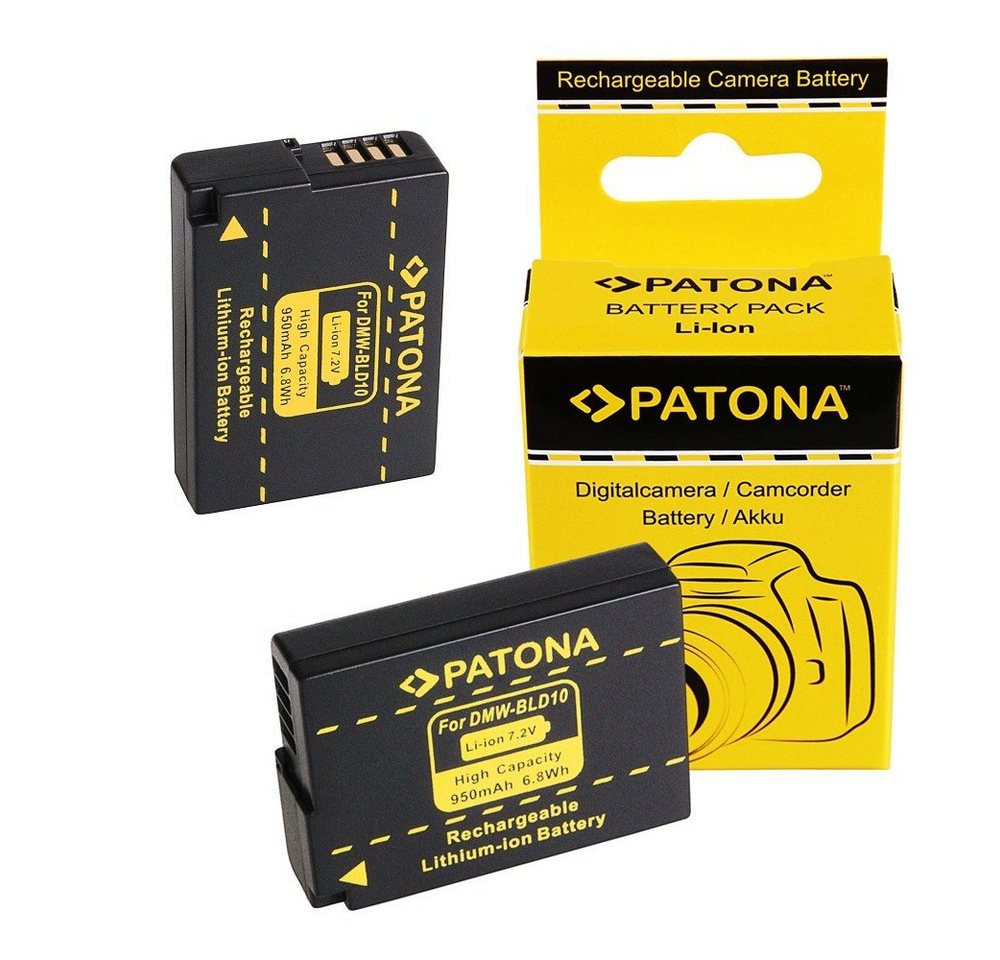 Patona 2x Akku für Panasonic BLD10 Kamera-Akku Ersatzakku 950 mAh (7,2 V, 2 St), BLD10E DMC-GF2 GF2 von Patona