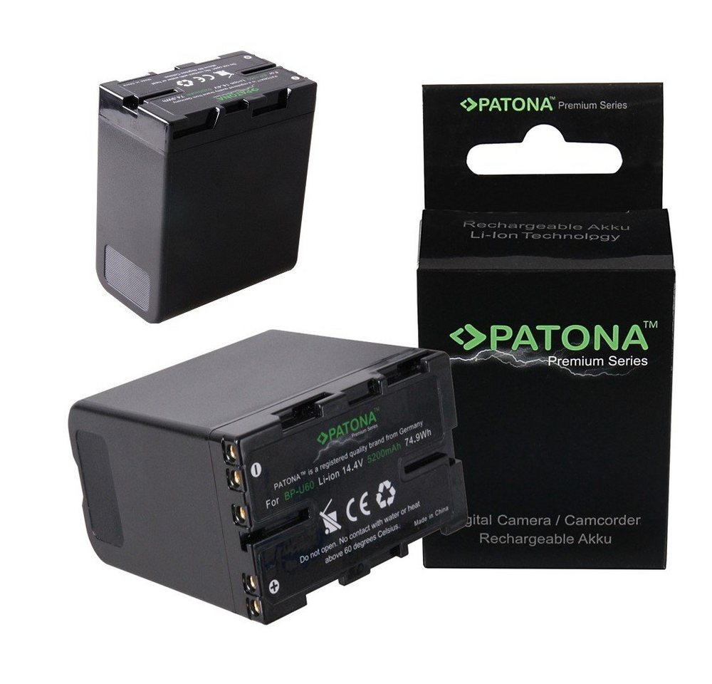 Patona Akku für Sony BP-U60 Kamera-Akku Ersatzakku Kameraakku 5200 mAh (14,4 V, 2 St), PMW PMW100 PMW-100 PMW150 PMW-150 PMW160 PMW-160 von Patona
