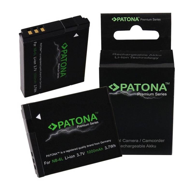 Patona 2x Premium Akku für Canon NB-6L Kamera-Akku Ersatzakku Kameraakku 1000 mAh (3,7 V, 2 St), NB6L Ixus 85 IXY DIGITAL 25 PowerShot SD770 IS von Patona