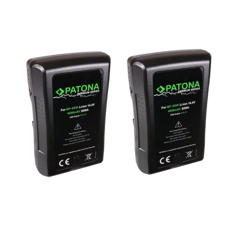 Patona 2x Premium Akku für Sony BP-95WS V-Mount Kamera-Akku Ersatzakku Kameraakku 6600 mAh (14,4 V, 2 St), BP-190WS DSR 250P 600P 650P 652P von Patona