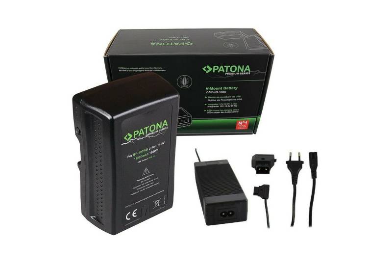 Patona Akku V-Mount 190Wh für Sony BP190WS + Ladegerät Kamera-Akku Ersatzakku Kameraakku 13200 mAh (14,4 V, 1 St), BP150w DSR 250P 600P 650P 652P von Patona
