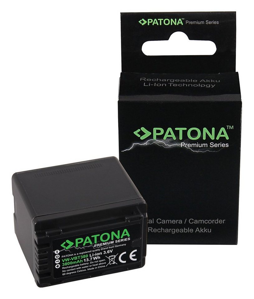 Patona Akku für Panasonic VW-VBT380 Kamera-Akku Ersatzakku 3800 mAh (3,6 V, 1 St), HC-V750EB W580 V550EB V210 V250EB WX878 WX979 HDCH100 von Patona