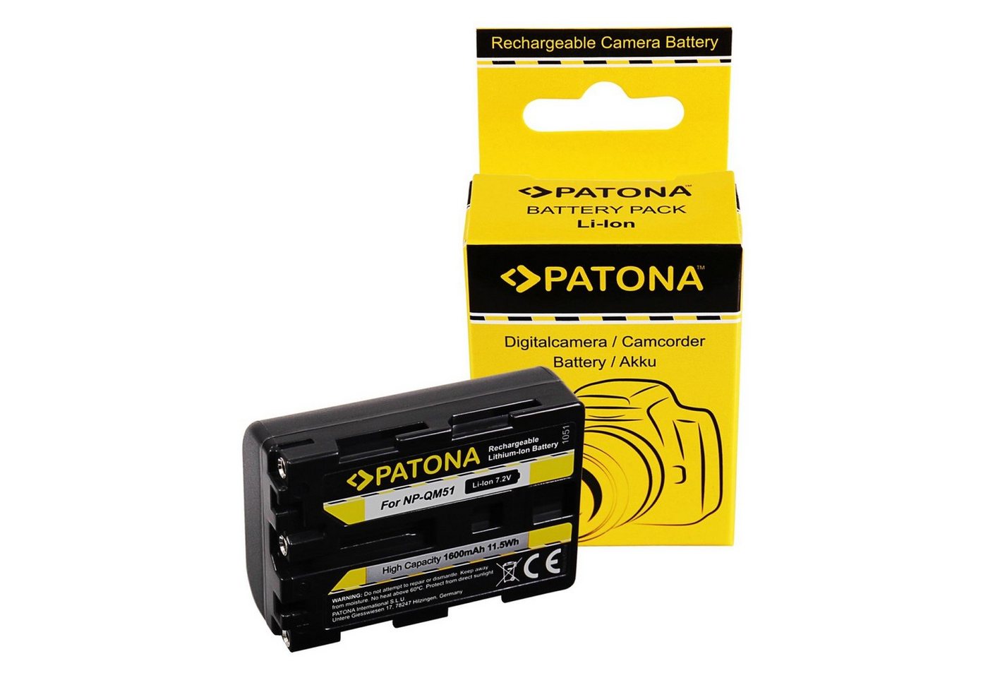 Patona Akku für Sony NP-FM55 Kamera-Akku Ersatzakku Kameraakku 1600 mAh (7,2 V, 1 St), QM51 FM50 DSLR-A100 von Patona