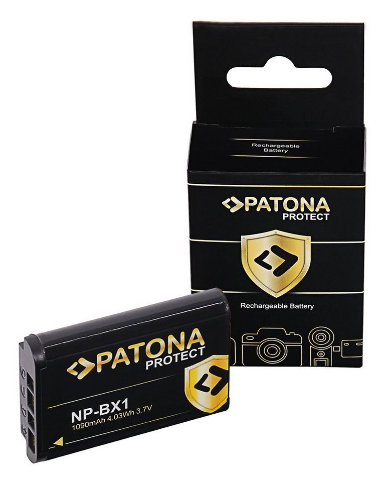 Patona Akku für die Sony Cybershot RX100 V VI VII u.a., kompatibel mit Sony Kamera-Akku NP-BX1 1090 mAh (3,7 V), Akku-Gehäuse aus feuerhemmenden V1 Material von Patona