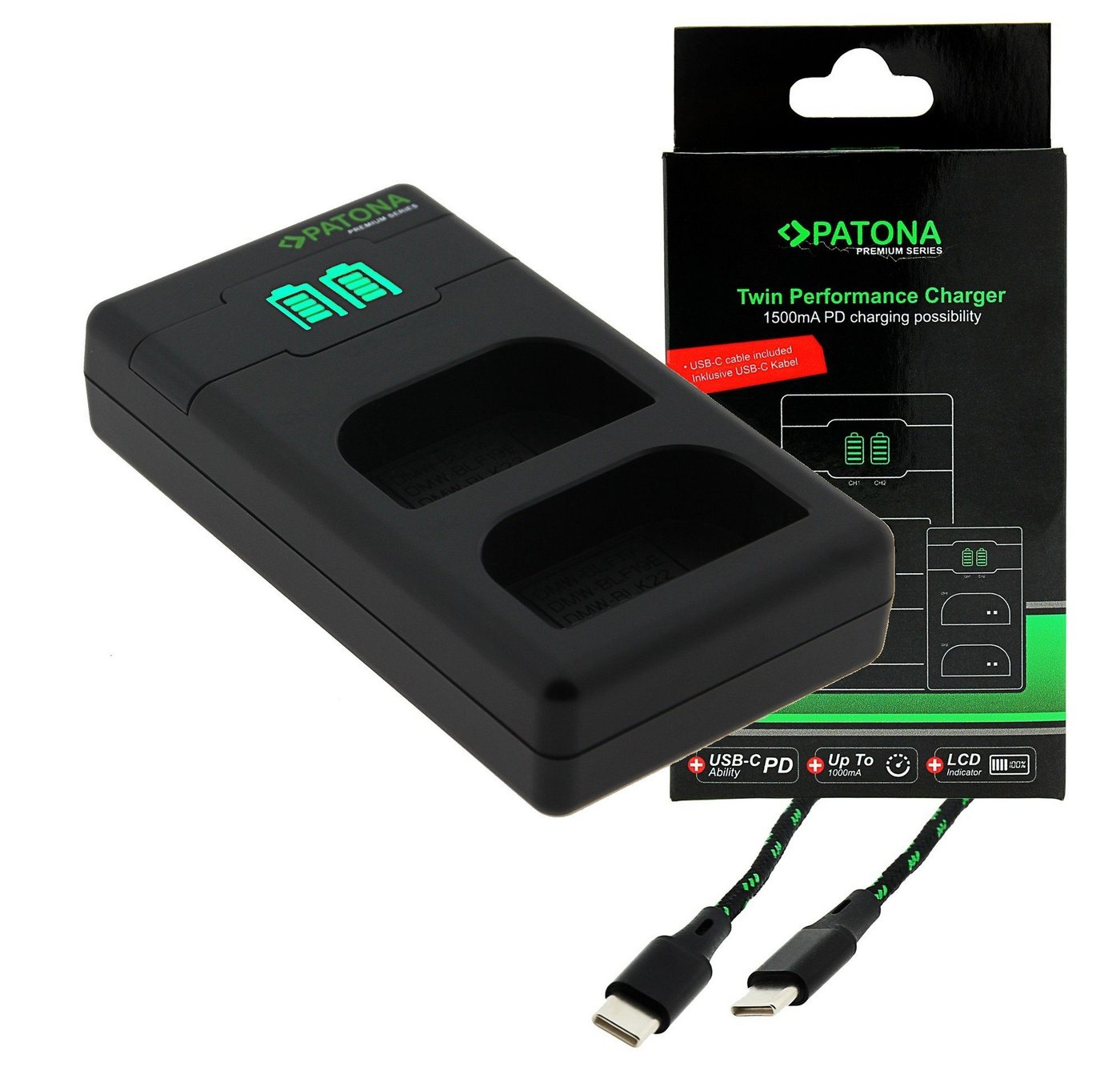Patona USB-C Ladegerät für die Sony Alpha 7 III / 7R III / 6600 und Alpha 9 Batterie, USB-C Nylon-Ladekabel inclusive von Patona
