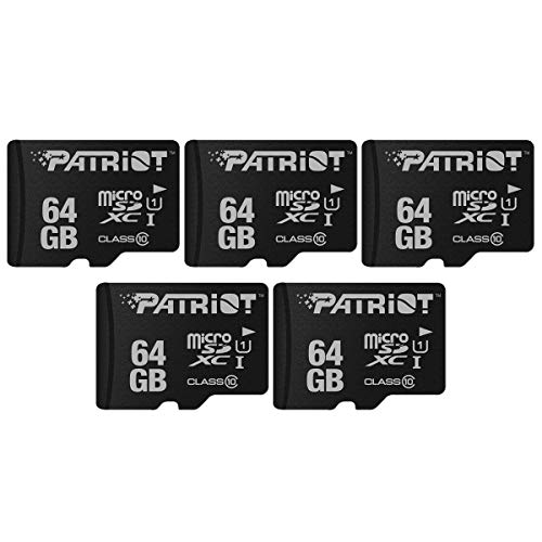 LX Series Micro SD Flash Speicherkarte 64GB - Packung mit 5 Stück von Patriot Memory