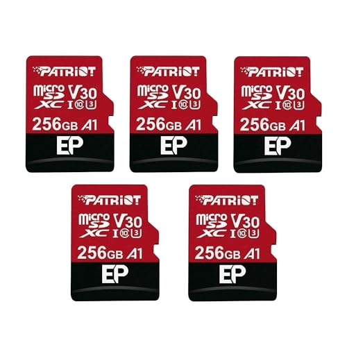 Patriot Memory 256GB A1 / V30 Speicherkarte für Android-Telefone und -Tablets, 4K-Videoaufzeichnung - 5er Pack von Patriot Memory
