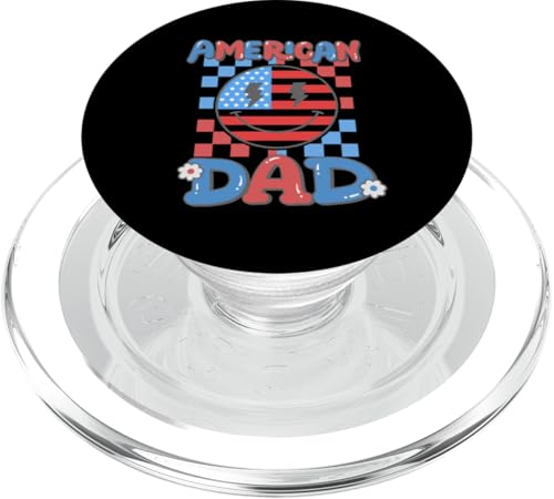 American Dad Retro Groovy Smile Face US-Flagge 4. Juli PopSockets PopGrip für MagSafe American Dad Retro Groovy Smile Face US-Flagge 4. Juli PopSockets PopGrip für MagSafe von Patriotic American 4th of July Apparel