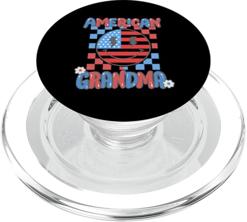 American Grandma Retro Groovy Smile Face US Flag 4. Juli PopSockets PopGrip für MagSafe American Grandma Retro Groovy Smile Face US Flag 4. Juli PopSockets PopGrip für MagSafe von Patriotic American 4th of July Apparel