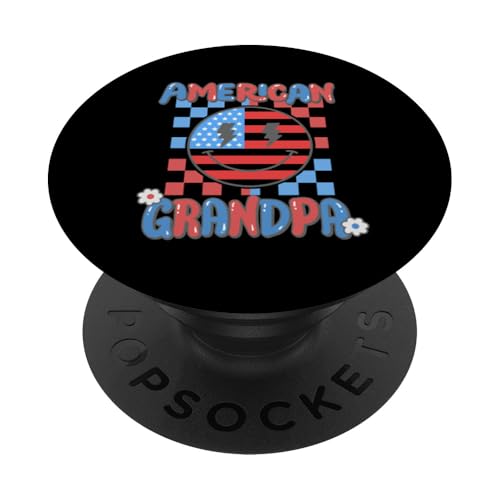 American Grandpa Retro Groovy Smile Face US Flag 4. Juli PopSockets Klebender PopGrip American Grandpa Retro Groovy Smile Face US Flag 4. Juli PopSockets Klebender PopGrip von Patriotic American 4th of July Apparel