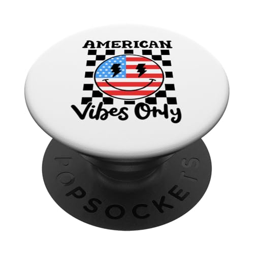 American Vibes Only Retro Groovy Smile Face USA 4. Juli PopSockets Klebender PopGrip American Vibes Only Retro Groovy Smile Face USA 4. Juli PopSockets Klebender PopGrip von Patriotic American 4th of July Apparel