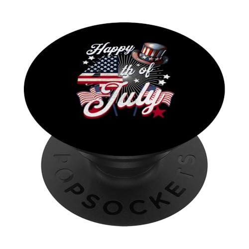 Happy 4th Of Juli USA Amerikanische Flagge Patriotische Männer Frauen Kinder PopSockets Klebender PopGrip Happy 4th Of Juli USA Amerikanische Flagge Patriotische Männer Frauen Kinder PopSockets Klebender PopGrip von Patriotic American 4th of July Apparel
