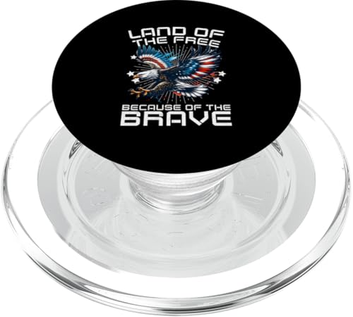 Land der Freien wegen der mutigen America Eagle Men PopSockets PopGrip für MagSafe Land der Freien wegen der mutigen America Eagle Men PopSockets PopGrip für MagSafe von Patriotic American 4th of July Apparel