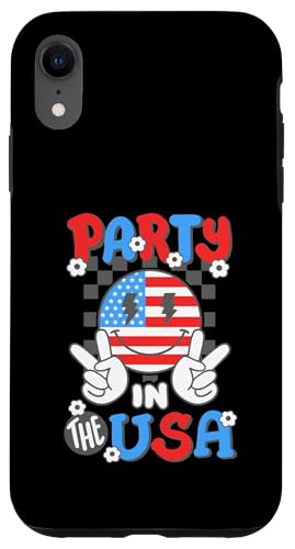 Party In The USA Retro Groovy Smile Face 4th of Juli Women Hülle für iPhone XR von Patriotic American 4th of July Apparel