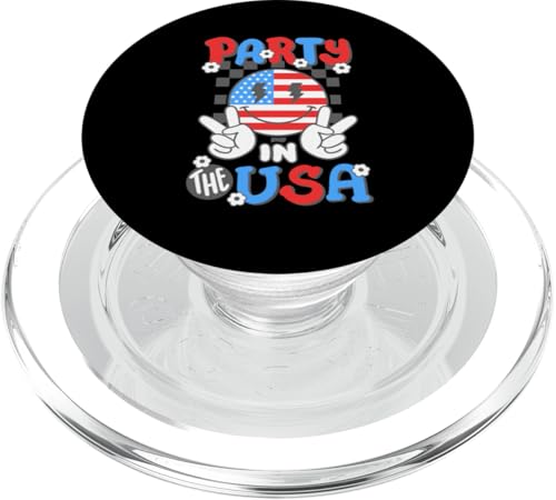 Party In The USA Retro Groovy Smile Face 4th of Juli Women PopSockets PopGrip für MagSafe Party In The USA Retro Groovy Smile Face 4th of Juli Women PopSockets PopGrip für MagSafe von Patriotic American 4th of July Apparel