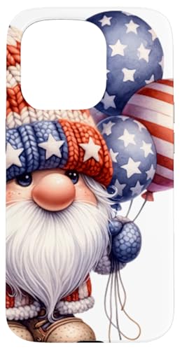 4th Of July Gnome With Stars And Stripes Balloons Patriotic Hülle für iPhone 15 Pro von Patriotic Gnome Stuff Fourth Of July Accessories