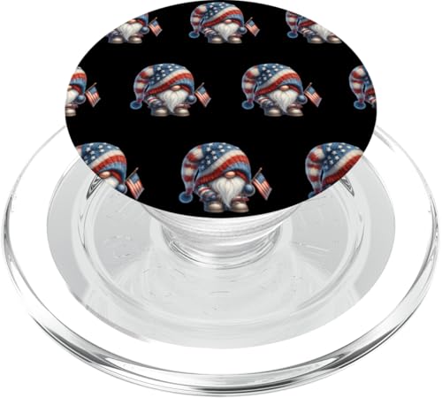 Grumpy Dad Gnome In Fourth Of July Outfit Funny Patriotic PopSockets PopGrip für MagSafe von Patriotic Gnome Stuff Fourth Of July Accessories