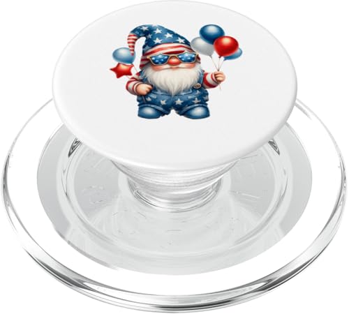 Independence Day Gnome And American Flag Hat Funny Patriotic PopSockets PopGrip für MagSafe von Patriotic Gnome Stuff Fourth Of July Accessories