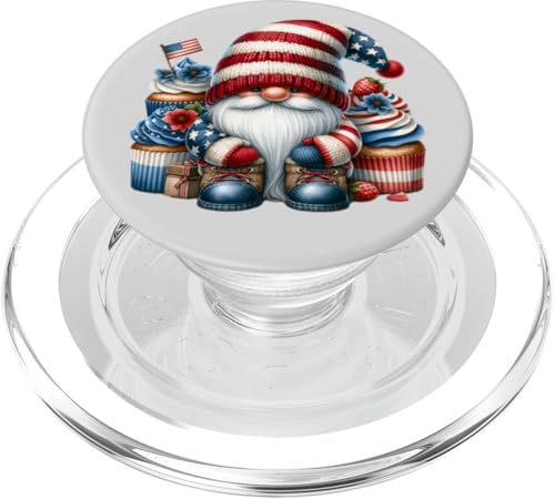 Patriotic USA Gnome And Cupcake Decor With American Flag PopSockets PopGrip für MagSafe von Patriotic Gnome Stuff Fourth Of July Accessories