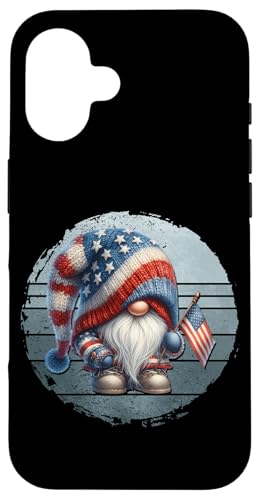 Retro 4th Of July Gnome American Flag Themed Graphic For Dad Hülle für iPhone 16 von Patriotic Gnome Stuff Fourth Of July Accessories