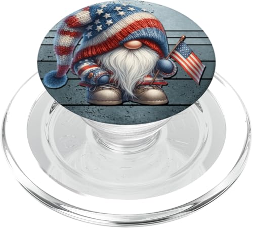 Retro 4th Of July Gnome American Flag Themed Graphic For Dad PopSockets PopGrip für MagSafe von Patriotic Gnome Stuff Fourth Of July Accessories