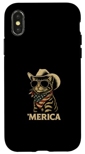 Funny 4th of Juli Merica Kitty Cute Western Cowboy Cat USA Hülle für iPhone X/XS von Patriotic Panache - 4th of July & Memorial Day