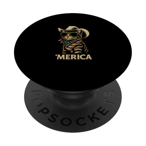 Funny 4th of Juli Merica Kitty Cute Western Cowboy Cat USA PopSockets Klebender PopGrip Funny 4th of Juli Merica Kitty Cute Western Cowboy Cat USA PopSockets Klebender PopGrip von Patriotic Panache - 4th of July & Memorial Day