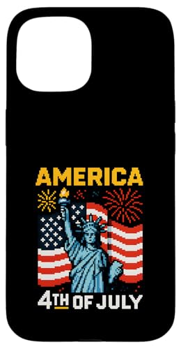 Retro 8-Bit Videospiel 4. Juli Amerika Freiheitsstatue Hülle für iPhone 15 Retro 8-Bit Videospiel 4. Juli Amerika Freiheitsstatue Hülle für iPhone 15 von Patriotic Panache - 4th of July & Memorial Day
