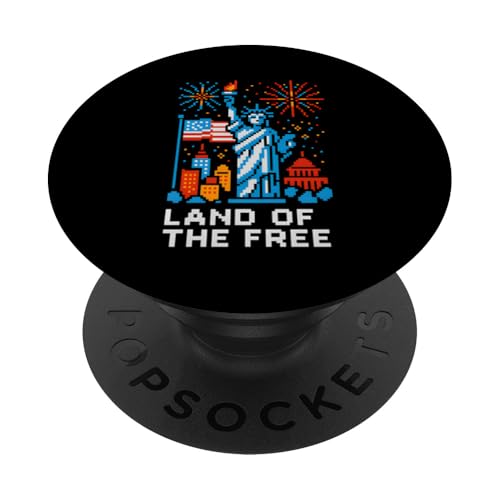 Vintage 4. Juli Amerika Land des kostenlosen 8-Bit-Feuerwerks PopSockets Klebender PopGrip Vintage 4. Juli Amerika Land des kostenlosen 8-Bit-Feuerwerks PopSockets Klebender PopGrip von Patriotic Panache - 4th of July & Memorial Day