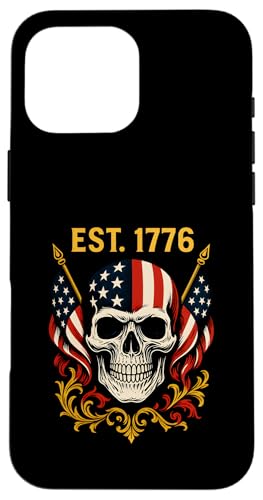 Vintage Totenkopf Tattoo 4. Juli Amerikanische Flagge 1776 Hülle für iPhone 16 Pro Max Vintage Totenkopf Tattoo 4. Juli Amerikanische Flagge 1776 Hülle für iPhone 16 Pro Max von Patriotic Panache - 4th of July & Memorial Day