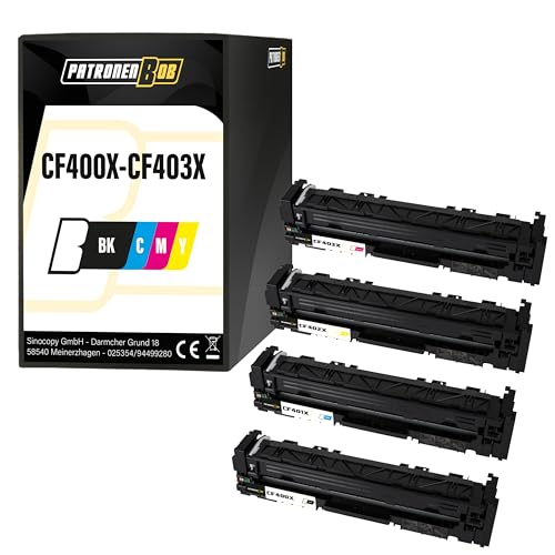 Patronenbob 4X Toner Kompatibel CF400X-CF403X CMYK für HP Laserjet Pro MFP M277 dw, M277 n, M270 Series, M250 Series, M252 dw, M252 n, M274 dn, M274 n von Patronenbob