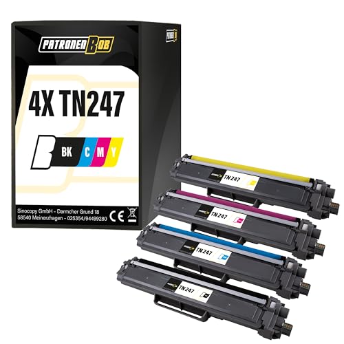 Patronenbob 4X Toner Kompatibel TN247 CMYK für Brother DCP-L3500Series 3510CDW HL-L3200Series 3280CDW MFC-L3700Series von Patronenbob