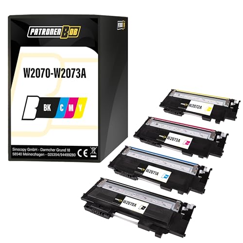 Patronenbob 4X Toner Kompatibel W2070A-W2073A CMYK für HP Color Laser 150a/nw Color Laser 150 Series Color Laser MFP 170 Series Color Laser MFP 178nw/g Color Laser MFP 179fng/fnw/fwg von Patronenbob