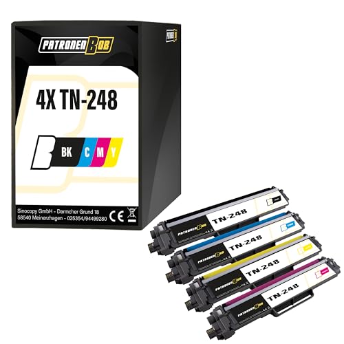 Patronenbob 4X Toner mit Chip Kompatibel TN248 CMYK für Brother MFC-L8390CDW MFC-L8340CDW HL-L8240CDW HL-L8230CDW Patronenbob 4X Toner mit Chip Kompatibel TN248 CMYK für Brother MFC-L8390CDW MFC-L8340CDW HL-L8240CDW HL-L8230CDW von Patronenbob