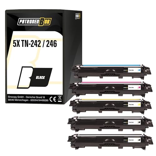 Patronenbob 5X Toner Kompatibel TN242 TN246 CMYK für Brother DCP-9017CDWG1 9017CDWG1 9022CDW HL-3142CW 3152CDW 3172CDW MFC-9142CDN 9342CDW 9332CDW von Patronenbob