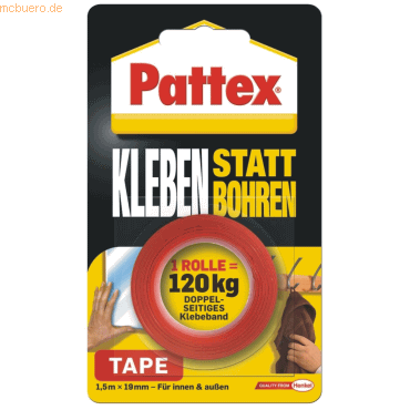 Pattex Klebeband Kleben statt Bohren 19mm x 1,5m Pattex Klebeband Kleben statt Bohren 19mm x 1,5m von Pattex