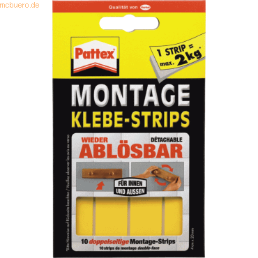 Pattex Klebestrips PXMS1 ablösbar bis 2kg VE=10 Stück Pattex Klebestrips PXMS1 ablösbar bis 2kg VE=10 Stück von Pattex