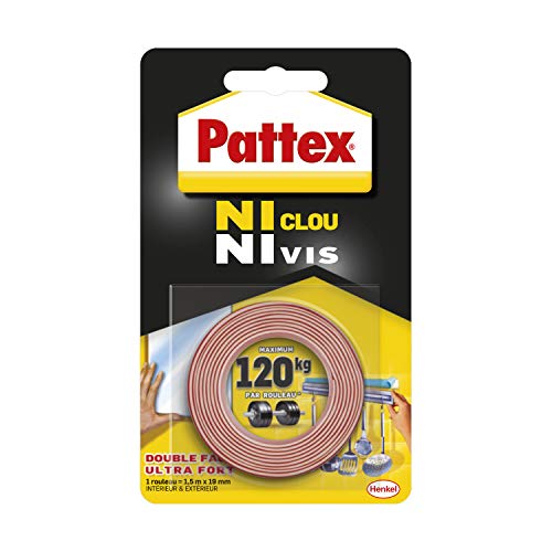 Pattex Ni Clou Ni Vis - Adesivo di fissaggio, 120 kg, 19 mm x 1.5 m von Pattex