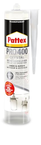 Pattex PRO 400 Crystal Montagekleber mit Flextec-Technologie, ultratransparenter, unsichtbarer Kleber & Dichtmasse, witterungsbeständiger Baukleber für innen & außen*, trocknet kristallklar, 1x290g Pattex PRO 400 Crystal Montagekleber mit Flextec-Technologie, ultratransparenter, unsichtbarer Kleber & Dichtmasse, witterungsbeständiger Baukleber für innen & außen*, trocknet kristallklar, 1x290g von Pattex
