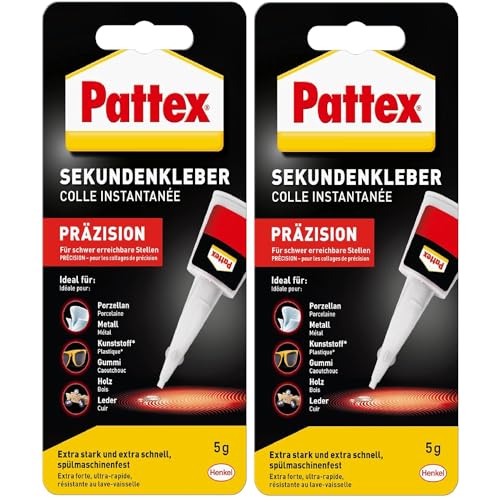 Pattex Sekundenkleber Präzision 2 x 5 g Tube Superkleber, punktgenaues Kleben ohne Nachtropfen, schnelltrocknend, spülmaschinenfester Flüssigkleber Pattex Sekundenkleber Präzision 2 x 5 g Tube Superkleber, punktgenaues Kleben ohne Nachtropfen, schnelltrocknend, spülmaschinenfester Flüssigkleber von Pattex