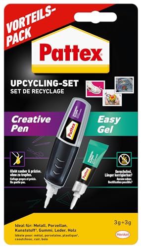 Pattex Sekundenkleber Upcycling-Set, 2-er-Set bestehend aus Pattex Creative Pen (3g) und Pattex Power Easy Gel (3g), Superkleber für schnelle Reparaturen und kreative DIY-Projekte zu Hause von Pattex