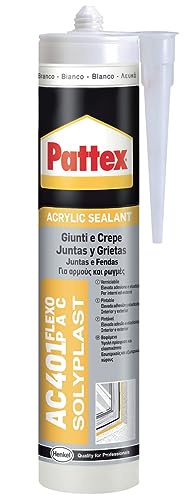 Pattex Silikon-Dichtmittel AC 401 Flexo Pac, für Gelenke und Risse, Fensterbänke, Türen, Sockelleiste, Indore, Versiegelungen für Innen- und Außenbereich, weißer Dichtstoff, Kartusche mit 300 ml von Pattex