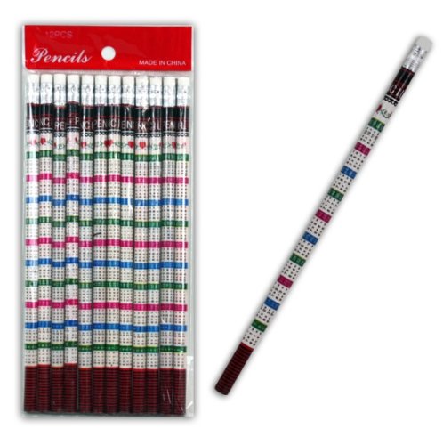 12er Set Bleistifte mit Radiergummi, mit dem kleinen Einmaleins, zum Rechnen, Üben von Paul Import GmbH