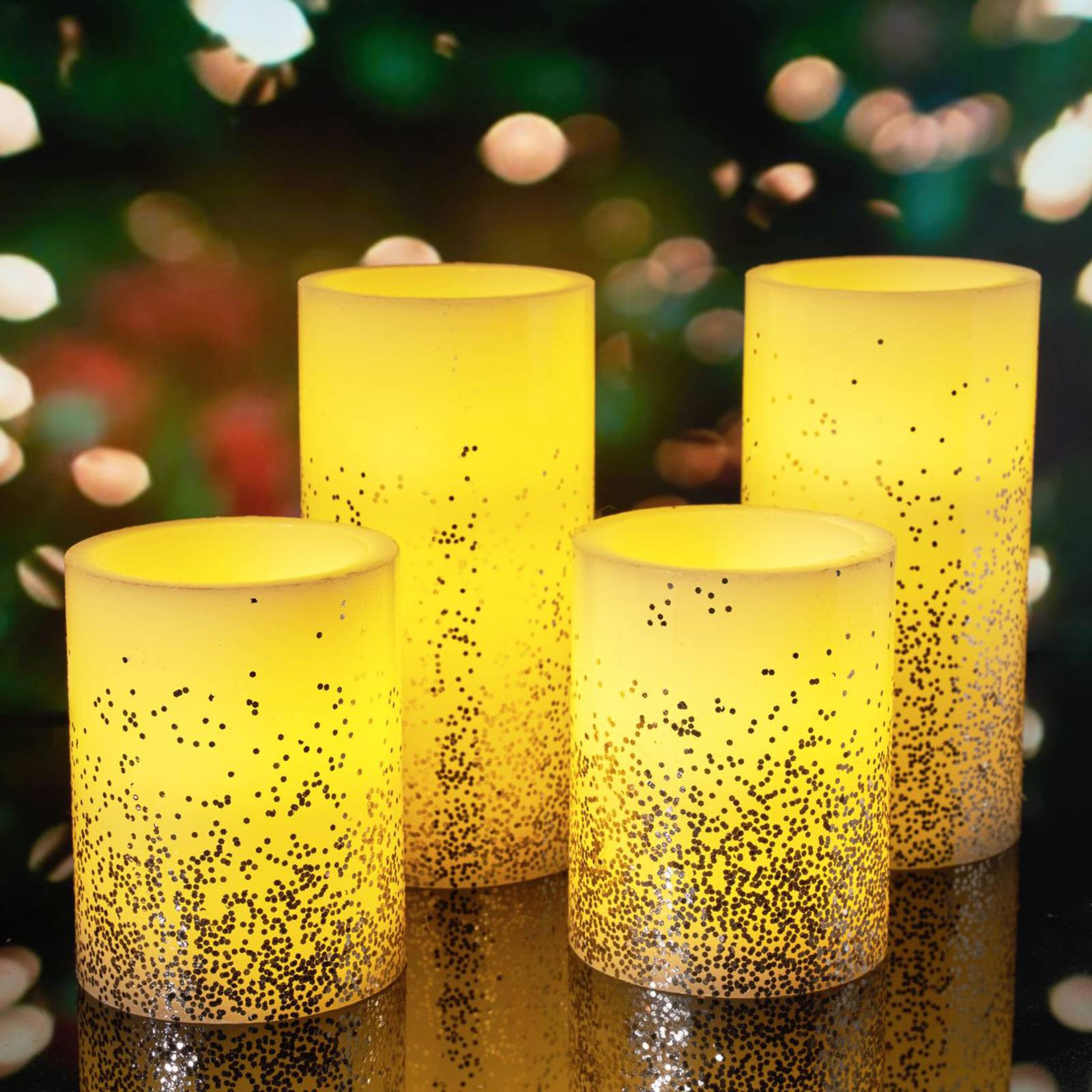 Pauleen Golden Glitter Candle LED-Kerze 4er Set von Pauleen